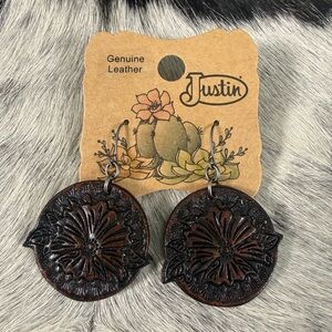 Justin Boots Brown and Black Leather Earrings